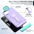thumbnail image 7 of TECH CIRCLE iPhone12 pro max case with Stand, Compatible  Magnetic Car Mount,Lightweight Case with Detachable With Drop Lens Camera Protection Soft TPU Case for iPhone12 pro max,Purple + Min, 7 of 7