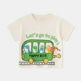 thumbnail image 2 of shoper Boys Shirts Size 6 Back to School Shirts Cartoon Print Short Sleeve T-Shirts Casual Daily Pullover Tops Little Boys Clothes Green 130, 2 of 3