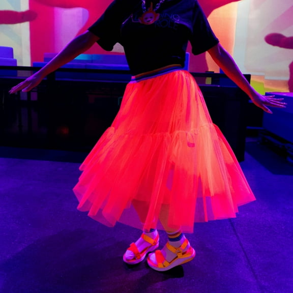 A Leading Role Adult Long Orange Glow Skirt
