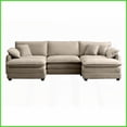 thumbnail image 2 of Camel Corduroy 3-Seater Modular Sofa with Ottoman – Retro-Modern Living Room Furniture, Plush Comfort, 2 of 14