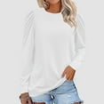 thumbnail image 3 of tklpehg Womens Dressy Tops Loose Going Out Tops Crewneck Lightweight Casual Long Sleeve Tops Tunic Tops Classic Solid Color Blouses (White,XXL), 3 of 8