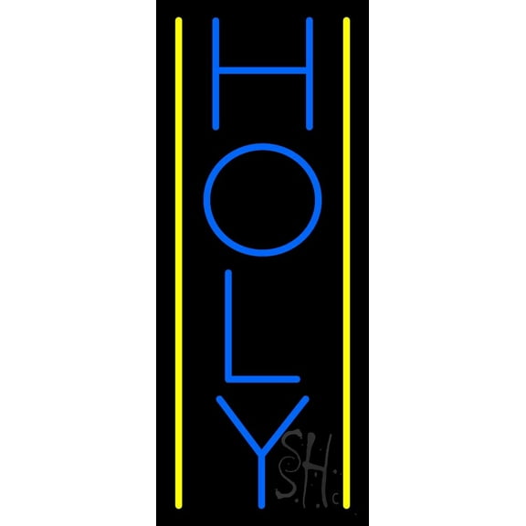 Vertical Holy LED Neon Sign 32" Tall x 13" Wide - inches Black Square Cut Acrylic Backing, with Dimmer - Premium built indoor Sign for Home décor, Event, Religious place, Store interior, Office.