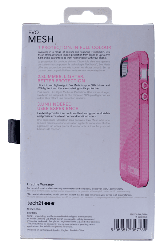 wet partitie rijstwijn Tech21 Evo Mesh Series Flexible Gel Case for iPhone 5/5s/SE - Pink / White  - Walmart.com