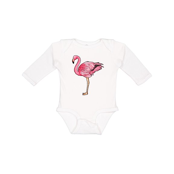 Inktastic Pink Flamingo Boys or Girls Long Sleeve Baby Bodysuit