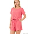 thumbnail image 3 of TheLovely Women & Plus Short Sleeve Romper with Elastic Waist & Keyhole Back Summer Loungewear, 3 of 5