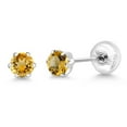 thumbnail image 5 of Gem Stone King Platinum Yellow Citrine Stud Earrings for Women Men (0.51 Cttw, Gemstone November Birthstone, Round 4MM), 5 of 6