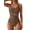 Brown, variant on Women's Mesh One Piece Swimsuit Tummy Control Sexy Bathing Suit Push Up Swim Suit Slimming Swimwear Black