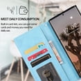 thumbnail image 4 of Wallet Case for Galaxy S23 Ultra 6.8" 2023, Retro PU Leather [Magnetic Detachable Shell] Flip Kickstand [Cash Pocket & Card Slots] Drop Resistant Full Protective Case, Lightblue, 4 of 9