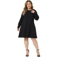 thumbnail image 3 of Unique Bargains Women's Plus Christmas Peter Pan Collar A Line Knee Length Dress 4X Dark Black, 3 of 6