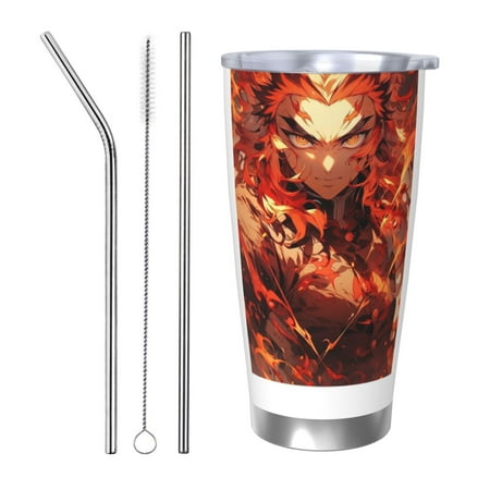 

Demon Slayer Coffee Mug 20 Oz Insulated Stainless Steel Coffee Travel Mug | Vacuum Sealed Cartoon Design Bottle for Car & Gifts