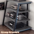 thumbnail image 4 of AV Meuble Multimédia avec Prises, Console Multimédia avec Lumières LED, Étagères Stéréo avec Étagères de Rangement, Tour Audio Multimédia, Noyer Blanc, 4 of 8