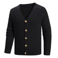 thumbnail image 4 of Fgnfyis Work Jackets for Men Knitted Cardigan Sweater Button up Long Sleeve Lightweight Soft Yarn Fabric Winter Coats for Men Black XL, 4 of 5