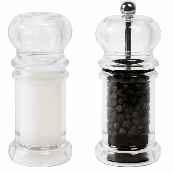 Dependable Industries Salt Shaker & Pepper Mill Set Promotional Priced Clear PlasticKitchen Dining Room Accessory