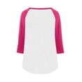 thumbnail image 5 of T Shirts For Women Fashion Tees Tops Patchwork 3/4 Sleeve Half Button V Neck Trendy Outfits, 5 of 6