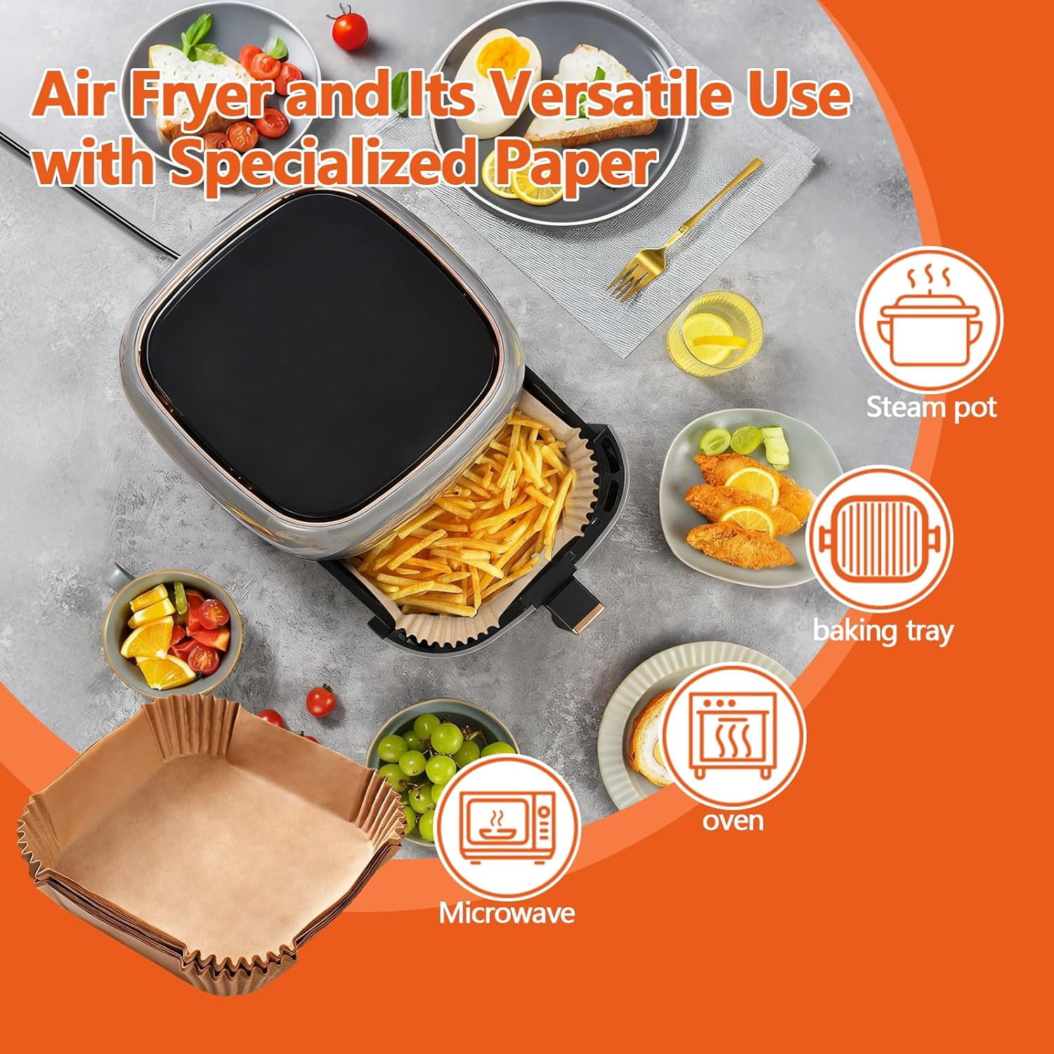 JJEAN-Parchment Liners for Ninja Crispi Air Fryer, Disposable 300 (150+150) PCS Ninja Crispi Accessories for Ninja Crispi 4-in-1 Portable Glass, Non-Stick Unbleached Paper Liners