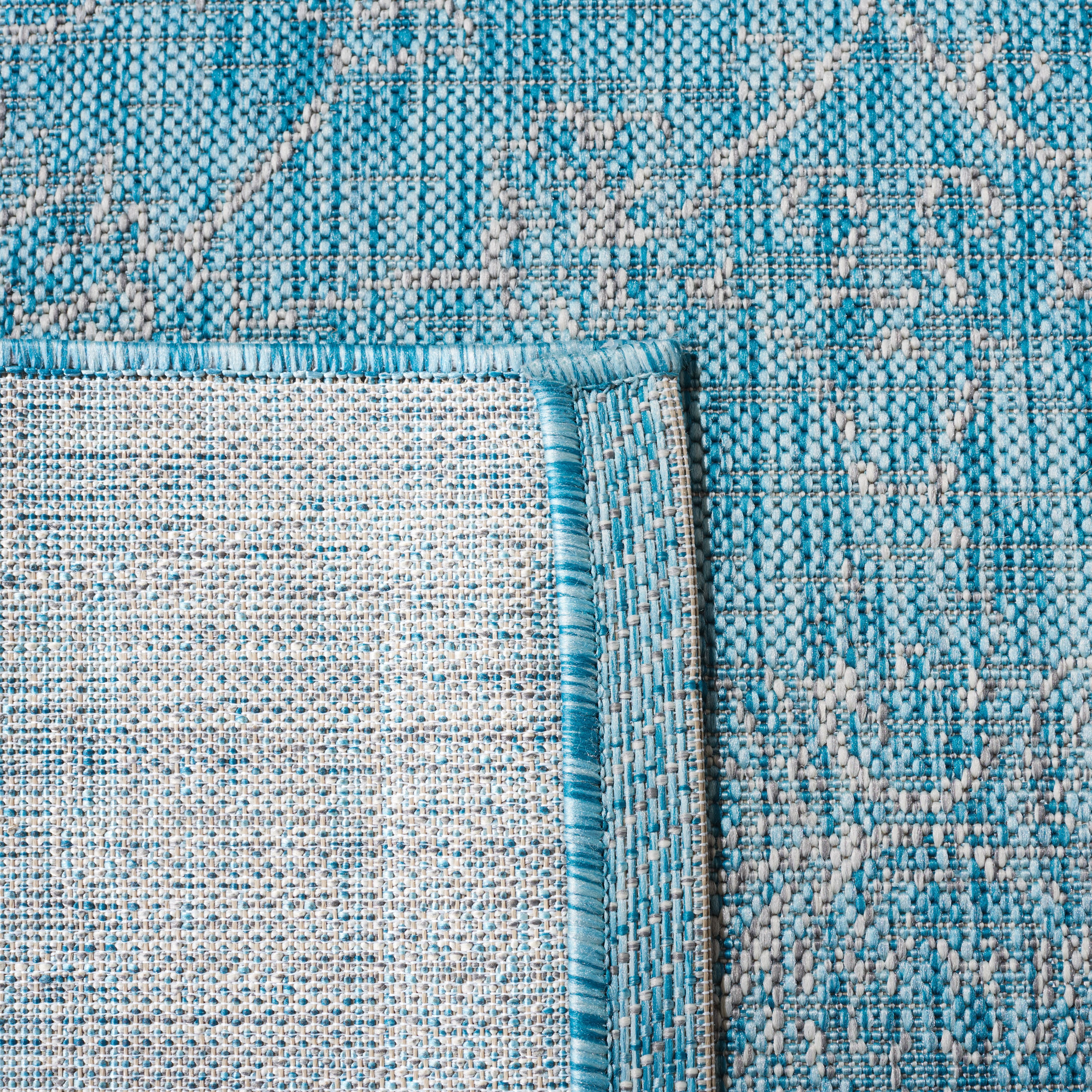 SAFAVIEH Courtyard Darin Traditional Indoor/Outdoor Area Rug, 6'7" x 6'7" Round, Aqua/Grey