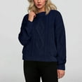 thumbnail image 2 of ZOYOEN Womens Cable Knit Pullover Sweaters- Winter Trendy Warm Casual Long Sleeve Chunky Sweater Navy Size XL, 2 of 5