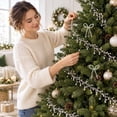 thumbnail image 3 of White Pearl Bead Bow Ornament with Acrylic Beads, Elegant Design, for Christmas Tree, Decoration, 3 of 3
