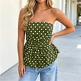 thumbnail image 2 of Aezemi Women Strapless Tank Tops, Sleeveless Tube Ruched Fashion Bandeau Tanks, Peplum Open Back Trendy Summer Vacation Blouse, 2 of 8