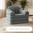 thumbnail image 3 of Yaheetech 2-in-1 Convertible Sofa  Bed Folding Sleeper Chair Bed Chenille Sofa with Armrests Bean Bag Chair for Living Room, Gray, 3 of 8