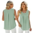 thumbnail image 4 of FLMEI Pleated Chiffon Tank for Womens Solid Colour Crewneck Casual Shirts for Women Summer Sleeveless Loose Vest Tops S-XXL, 4 of 9