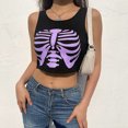 thumbnail image 1 of Mialoley Women's Rib Knit Tank Tops, Sleeveless Skeleton Print Crop Tops, 1 of 8