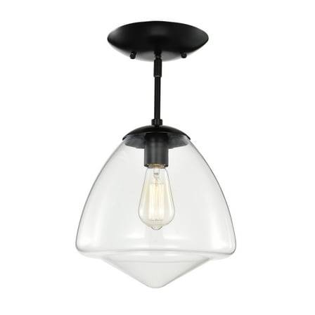 Zylo 11 in. 1-Light Indoor Matte Black Finish Semi-Flush Mount Ceiling Light