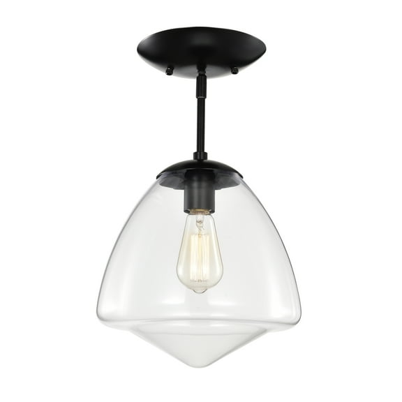 Zylo 11 in. 1-Light Indoor Matte Black Finish Semi-Flush Mount Ceiling Light