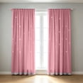 thumbnail image 2 of Ouuluon Blackout Curtains No Drill Magic Tape Star Cutout Curtain, Pink Double Layer Sheer Thermal Insulated Window Drape for Bedroom Living Room, 2 of 7
