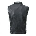 thumbnail image 4 of HOOMEUMY Men's Punk Rock Gothic Biker Style Black Faux Leather Turndown Collar Tank Top Jacket with Silver Spikes Studs Black L, 4 of 7