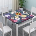 thumbnail image 3 of Pioneer Flower Floral Print Pattern Square Fitted Tablecloth with Elastic Edge,Square Table Cover,Washable Elastic Table Cover for Home Kitchen Party Decor 34"x34", 3 of 6