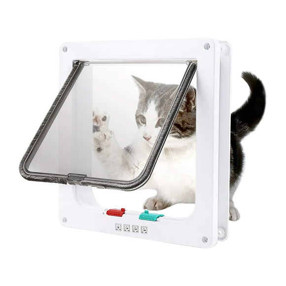 Homgeek Cat Door Verrouillage à 4 Voies Cat Door pour Portes Intérieures et Extérieures Intérieur Volet pour Animaux de Compagnie Portes pour Installation Facile Cat