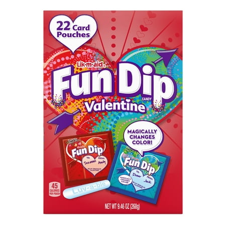 FUN DIP Valentine Cherry Yum Diddly & RazzApple Magic Dip Candy Variety Pack 22 pc Box