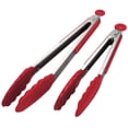 thumbnail image 1 of Pinzas de Cocina Profesionales, Utensilios de Cocina en Acero Inoxidable y Silicona de Grado Alimenticio, Pinzas de Cocina Resistentes al Calor (Juego de 2/Rojo) JM, 1 of 5