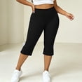 thumbnail image 4 of Yoga Capris for Women Slim Fits Stretch Yoga Athletic Workout Capri Leggings Split Hem Bow Decor Plus Size Cropped Pants, 4 of 9