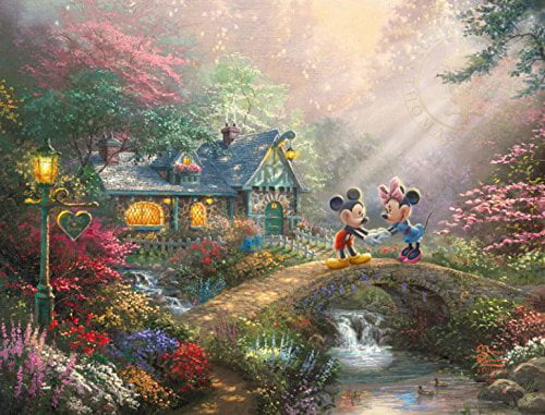 Thomas Kinkade Disney Mickey & Minnie Sweetheart Campfire 750 Piece Puzzle 