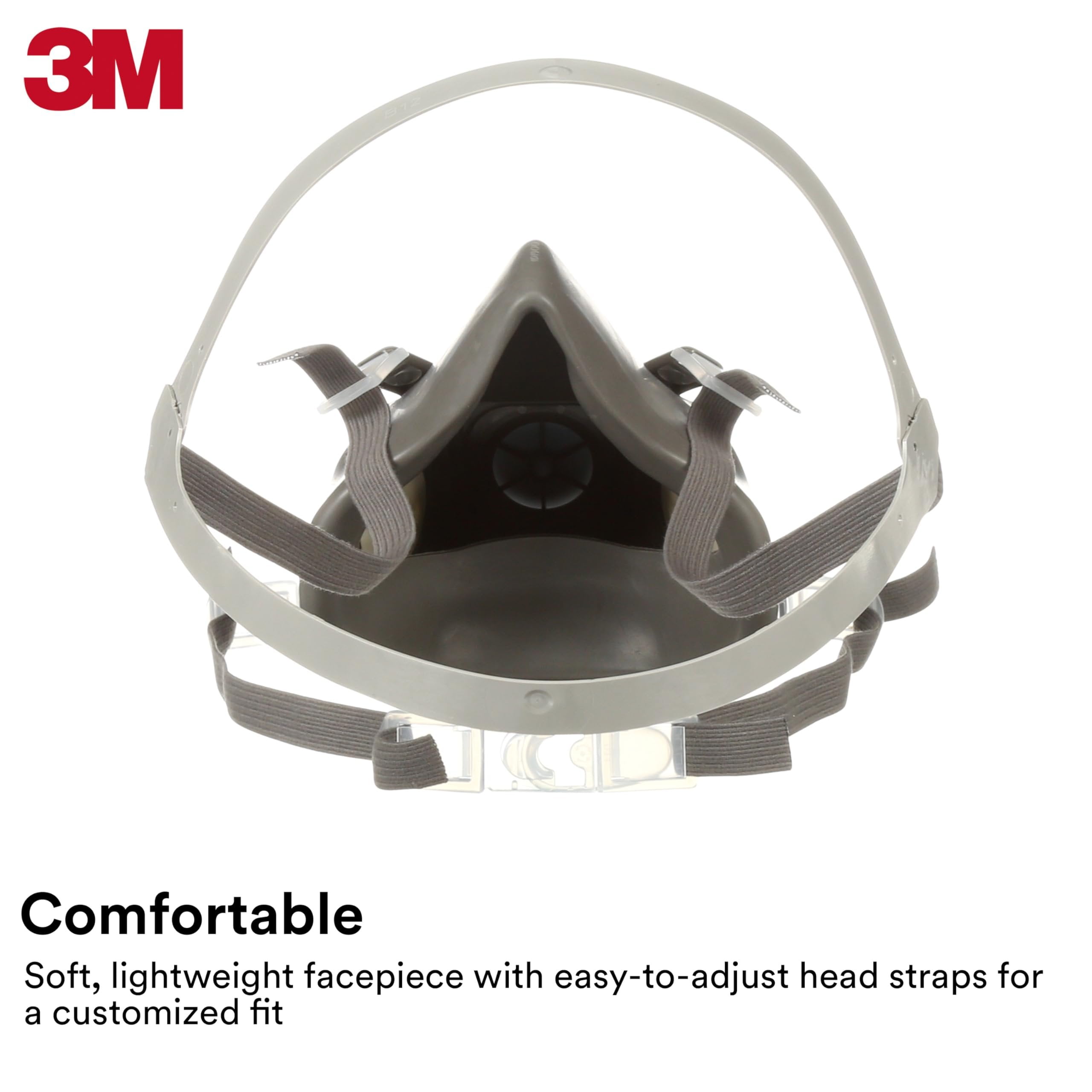 Side profile of 3M Model 6300 half-mask respirator showing suspension points and fit straps