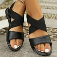 thumbnail image 6 of Under $15 Sandals Women, Xunlbb Women's Fashion Casual Summer New Solid Color Roman Style Elastic Fish Mouth Flat Sandals(Black,Size:36), 6 of 8