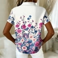 thumbnail image 4 of Women Hawaiian V Neck Shirt Soft Cool Summer Hawaii Tshirts Beach Tropic Print Button up Tops Floral Short Sleeve Tops, 4 of 5