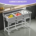 thumbnail image 5 of 3 Compartment Outdoor Freestanding Kitchen Sink with Adjustable Legs, Commercial Utility Sink, Utility Sink, Kitchen Sink for Farmhouse, Outdoor Use, 5 of 8