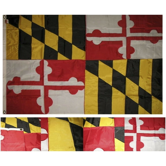 4x6 Embroidered Sewn State of Maryland flag 4'x6' banner grommets clips