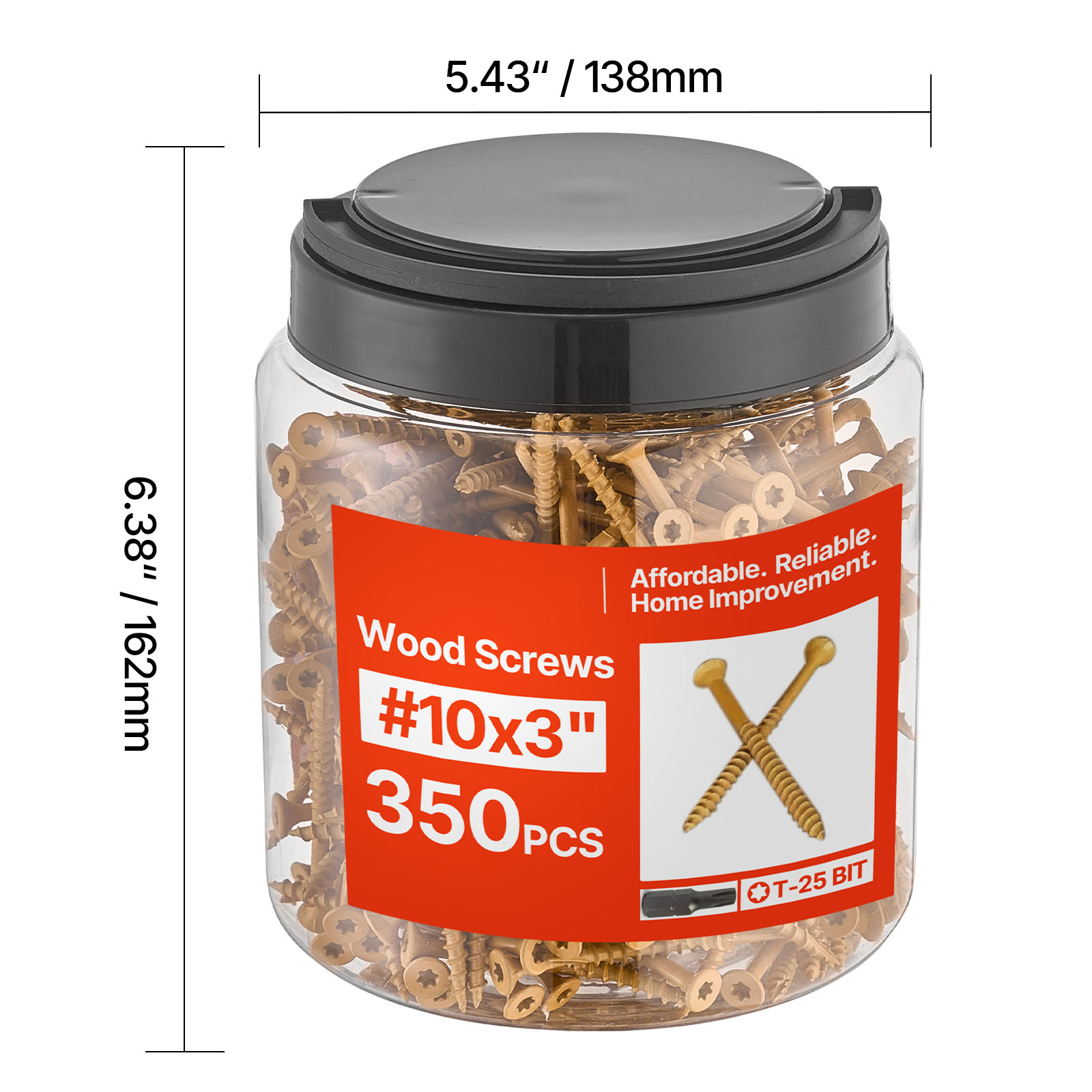 KFFKFF 350 PCS Wood Screws, #10 x 3-Inch, Rust-Resistant Coated Deck Screws with Torx/T25 Star Drive, Outdoor Screws with 2 Screw Connectors for Decking, Fencing, and Framing
