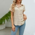 thumbnail image 2 of Women Button Down Shirt 2024 Summer Dressy Casual Work Tunic Tops Beach Loose Fitted Short Sleeve Going Out Blouse, 2 of 4