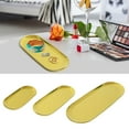 thumbnail image 3 of Stainless Steel Decorative Tray Jewelry Dish Cosmetics Organizer Bathroom Clutter Serving Platter Small Storage Tray Oval, 3 of 8