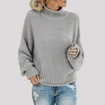 thumbnail image 2 of UJNDER Women's Autumn Winter Knitwear Thick Cable Turtleneck Sweater Warm Cozy Pullover Turtleneck Sweater Women Grey XXXXL, 2 of 4