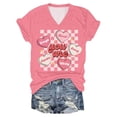 thumbnail image 5 of Womens Valentine T Shirts V-Neck Love Heart Printed Tee Short Sleeve Spring Summer Tops, 5 of 5