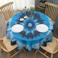 thumbnail image 3 of Blue Tie Dye Spiral Pattern Round Tablecloth 60"x60",Wrinkle Wipeable Table Cloth for Kitchen Dining Room Picnic Patio Party, 3 of 6