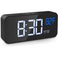 thumbnail image 1 of Despertador digital, 6'' Reloj electrónico con espejo LED, reloj de escritorio con control de voz, alarmas duales, repetición, 4 brillos ajustables, puerto de carga USB, Feliz Sencillez, 1 of 5