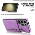thumbnail image 5 of ELEHOLD For Samsung Galaxy A71 5G, Wallet Case with Card Slot Holder,RFID Blocking,Built-in 360°Rotating Ring Kickstand Zipper Retro Purse Shockproof Case Cover, purple, 5 of 8