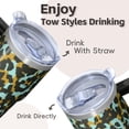 thumbnail image 4 of Insulated 20oz Geometric Pattern Tumbler with Handle, Stainless Steel Double Wall Travel Coffee Mug Leak Proof Straw Lid, 4 of 5